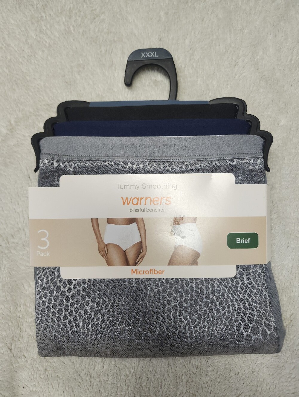 • NWT Warners 3 Pack Tummy Smoothing Brief Microfiber Panties Multicolor XXXL